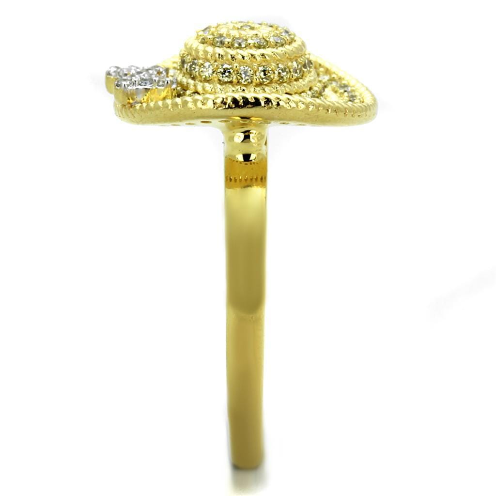 TS320 - Gold+Rhodium 925 Sterling Silver Ring with AAA Grade CZ in Topaz