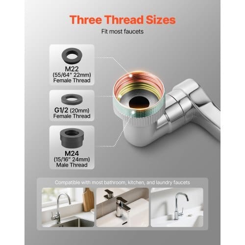 1080?° Swivel Faucet Extender, 2 Sprayer Modes Sink Water Faucet Aerator Extension, Kitchen Bathroom Rotatable Spray Attachment with Brass Robotic Arm, Rotating Splash Filter Wash Hand/Hair/Face