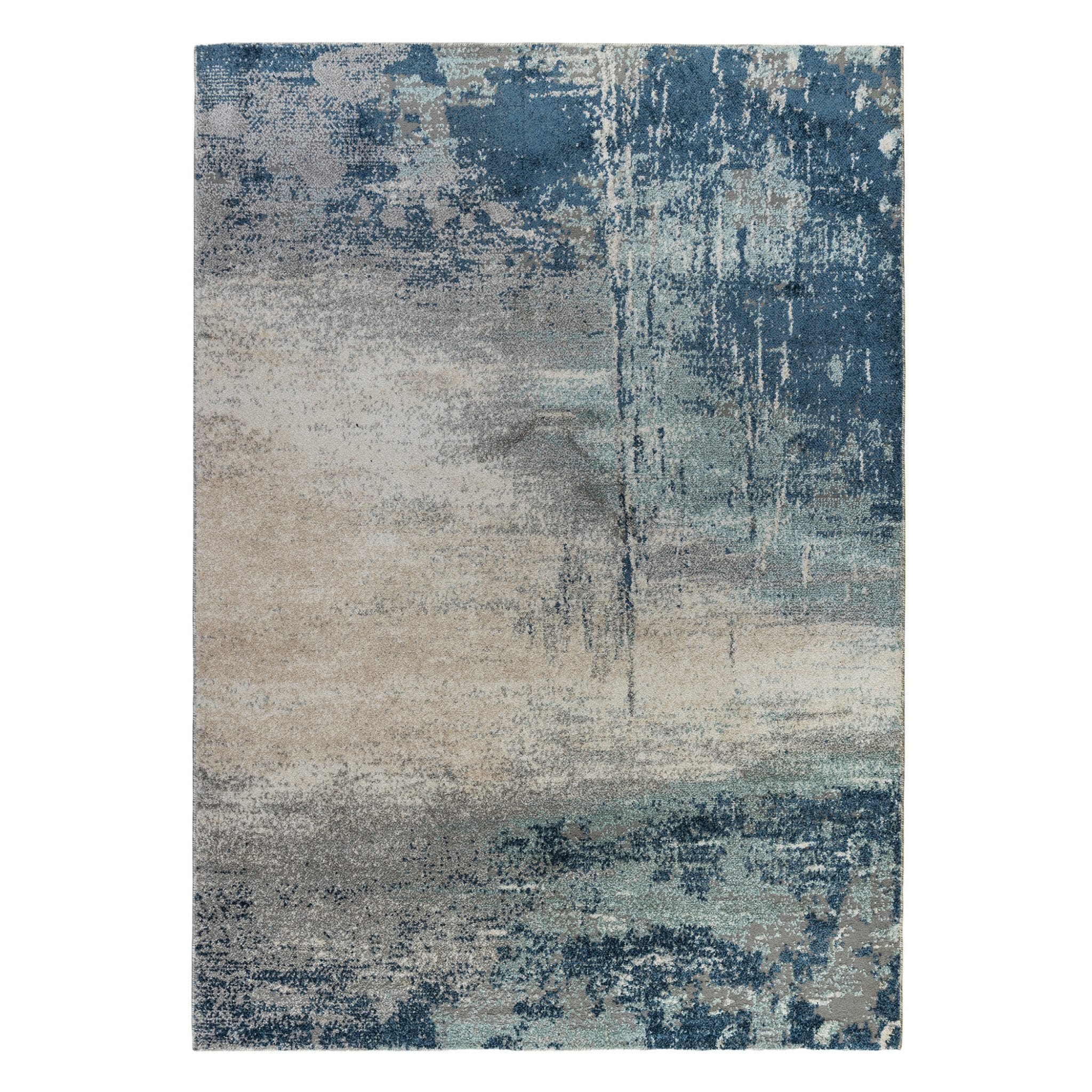 9' X 12' Dark Blue and Gray Abstract Power Loom Area Rug