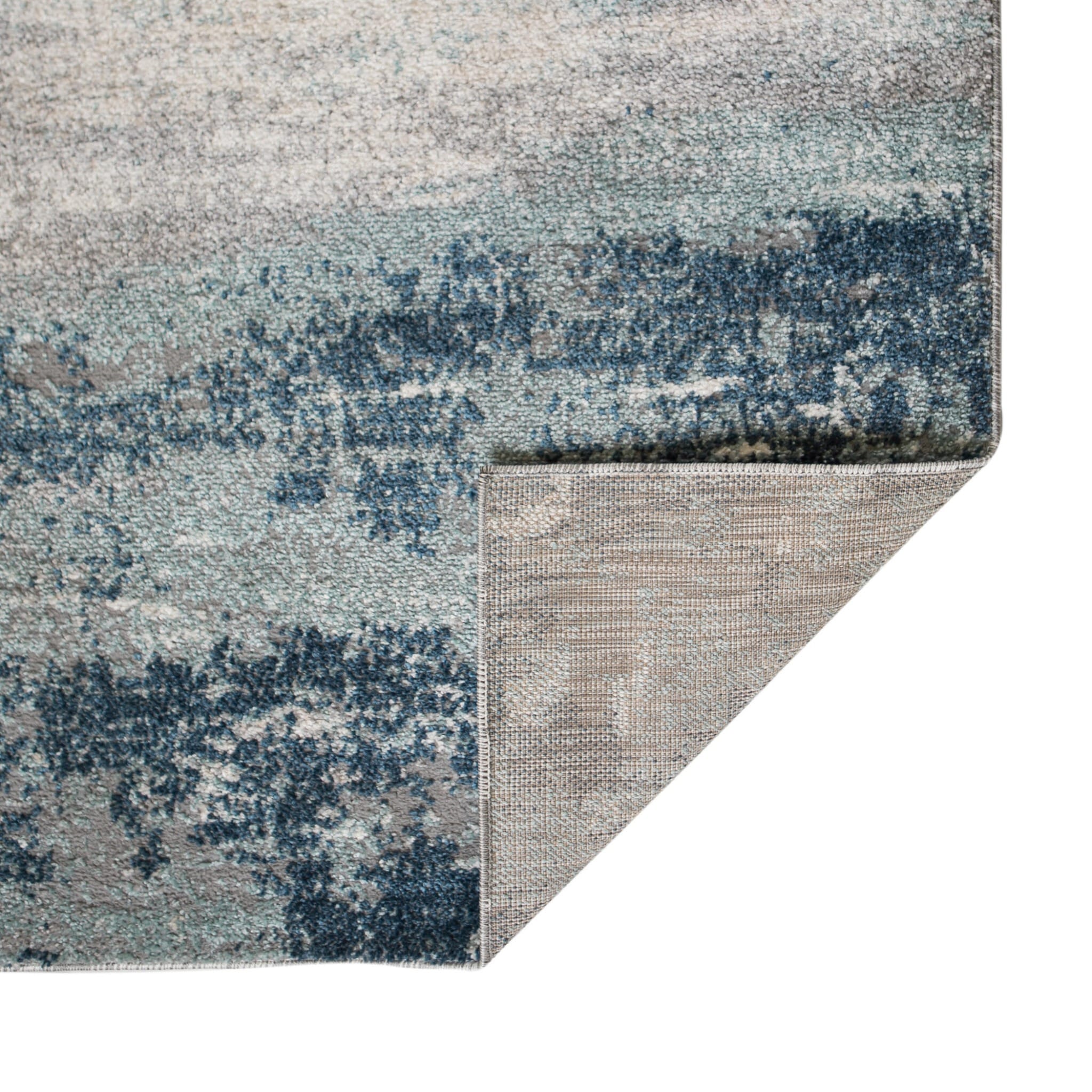 9' X 12' Dark Blue and Gray Abstract Power Loom Area Rug