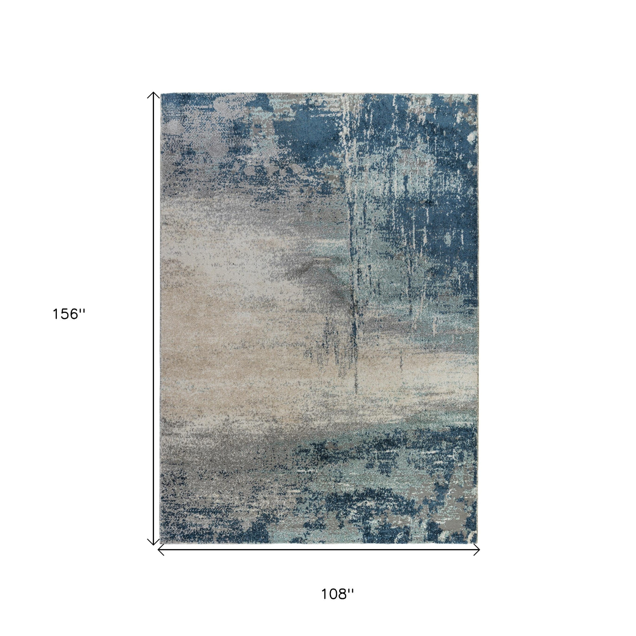 9' X 12' Dark Blue and Gray Abstract Power Loom Area Rug