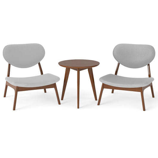 Accent Chairs Set of 2 with Side Table and Solid Wood Frame-Gray - Color: Gray