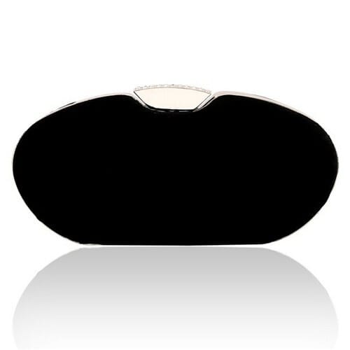 Graceful Rhinestone Embellished Lock Flannelette Evening Handbag/ Shoulder Bag - Black
