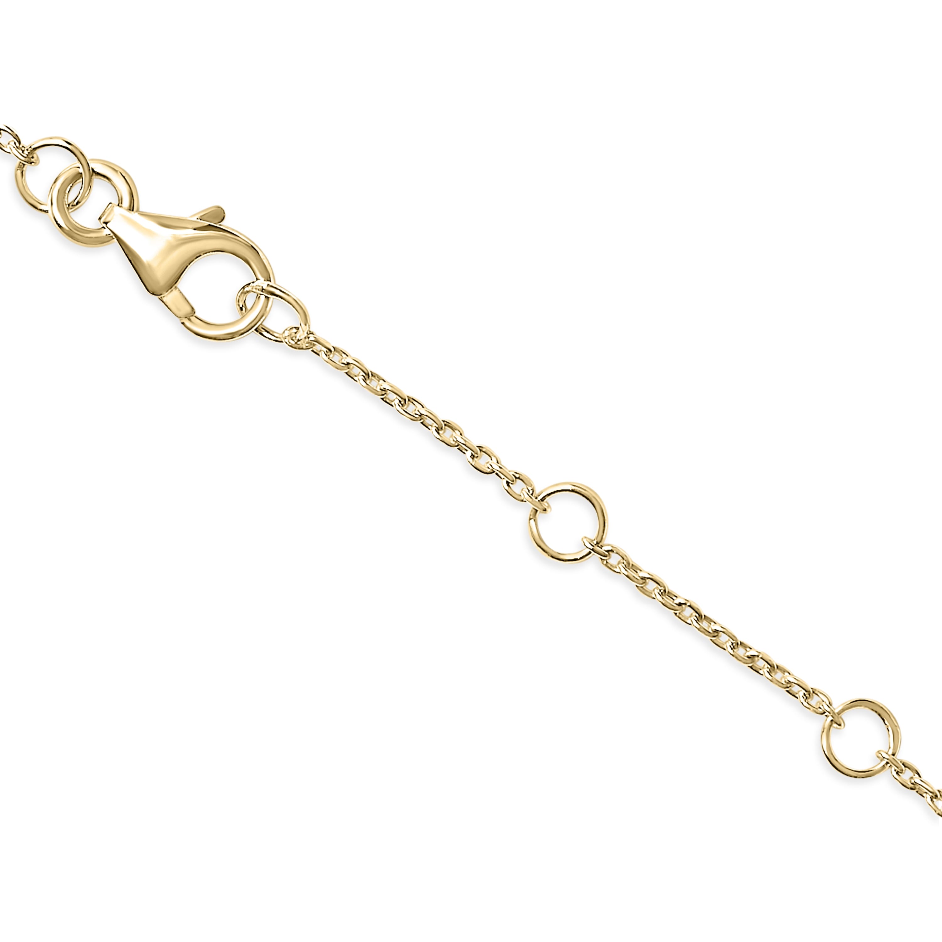 10K Yellow Gold Diamond Accent "R" Initial Charm and Link Bracelet