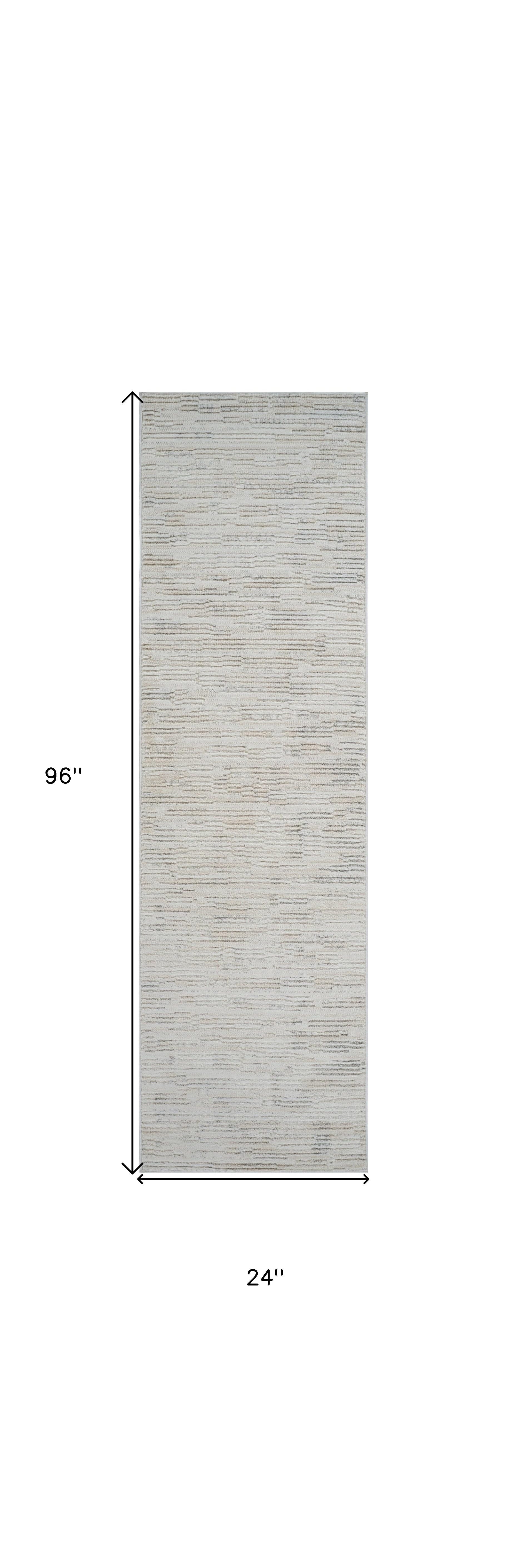 8' Gray and Beige Geometric Distressed Area Rug