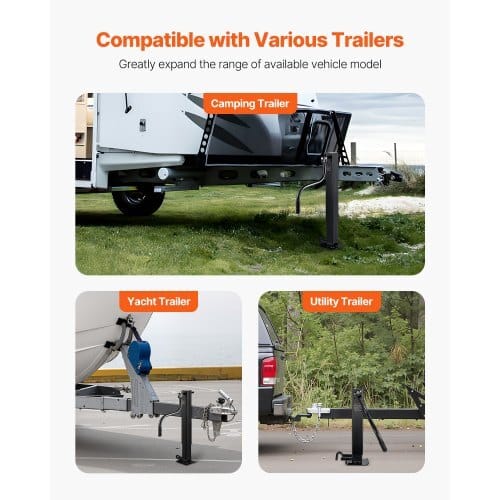 Trailer Jack, 12000 lbs Dynamic Load Capacity, Weld-on Pipe-Mount Swivel Trailer Jack with Ergonomic Handle, 12.6-inch Vertical Travel, Suitable for RV, Horse, Utility, Camping, Yacht Trailers