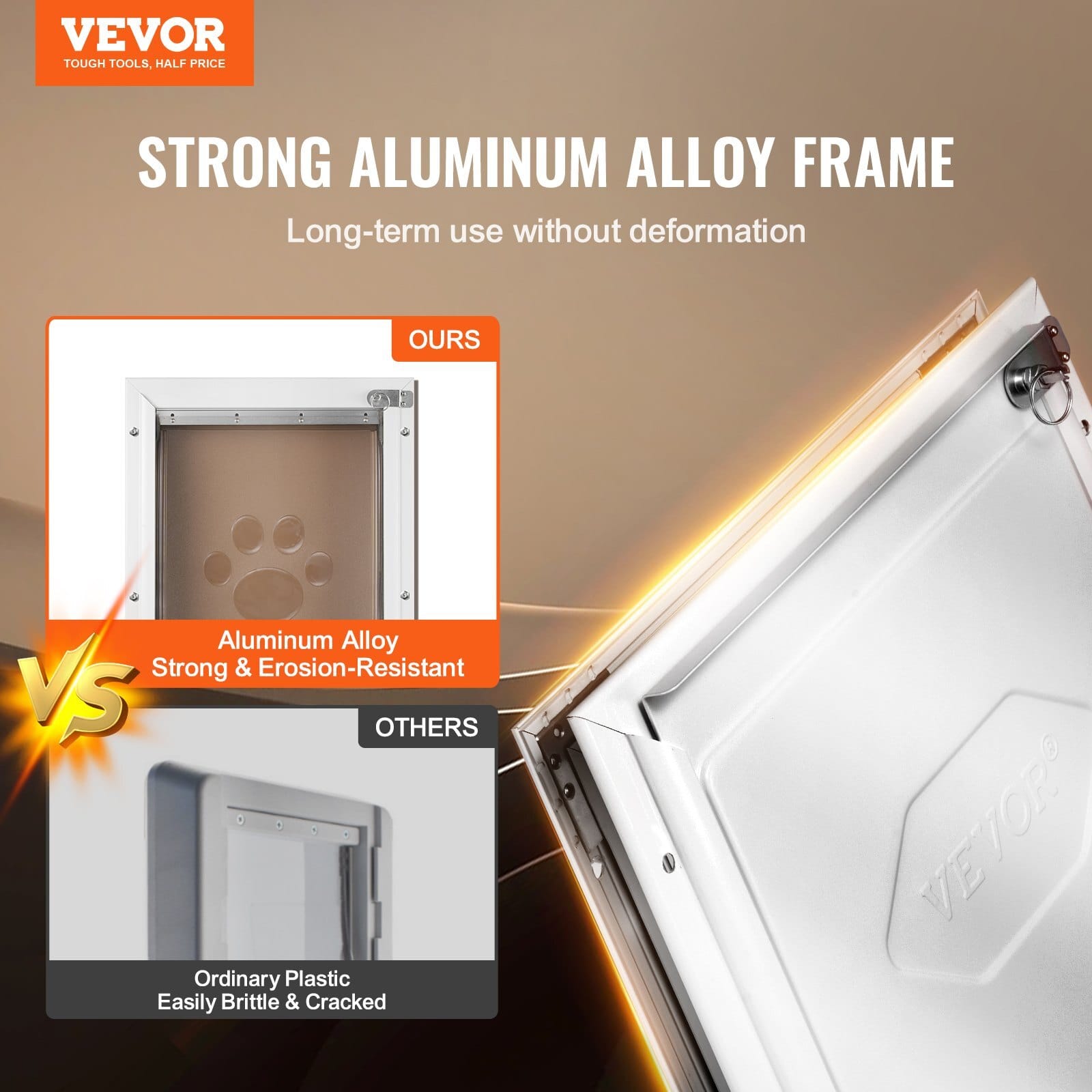 Pet Door, 16.65" x 27.44" Aluminum Frame with Lock and Flap System, Weatherproof Doggy Door, Easy to Install in Interior or Exterior Doors, Pet Door Suitable for Cat Doggie Kitties (White-XL)