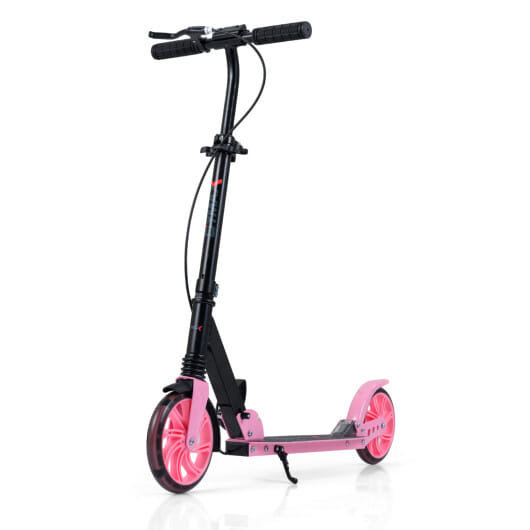 Kick Scooter for Kids Teens Adults Age 8+ Foldable Scooter with Large Light-up Wheels-Pink