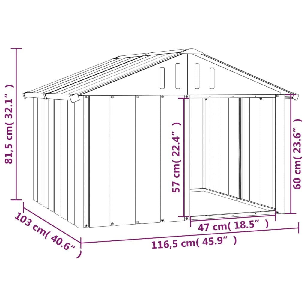 Dog House Gray 45.9"x40.6"x32.1" Galvanized Steel