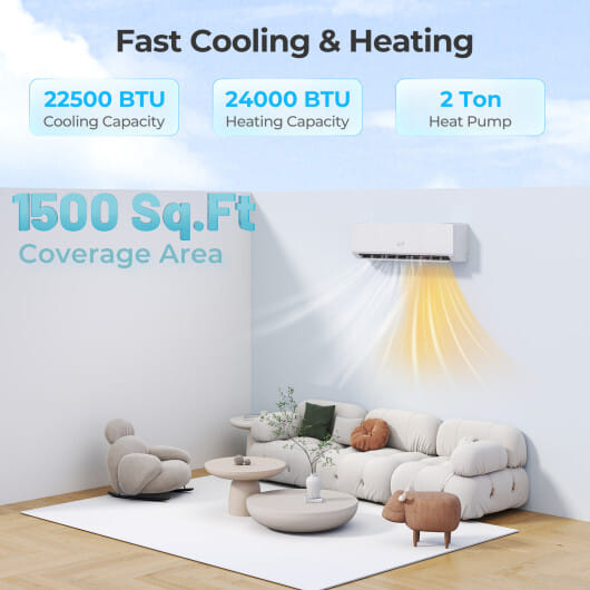 SEERXtreme Series 24000 BTU 25 SEER2 208-230V Mini Split Heat Pump Heating at -15°F WiFi Enabled - Color: White - Size: 24000 BTU