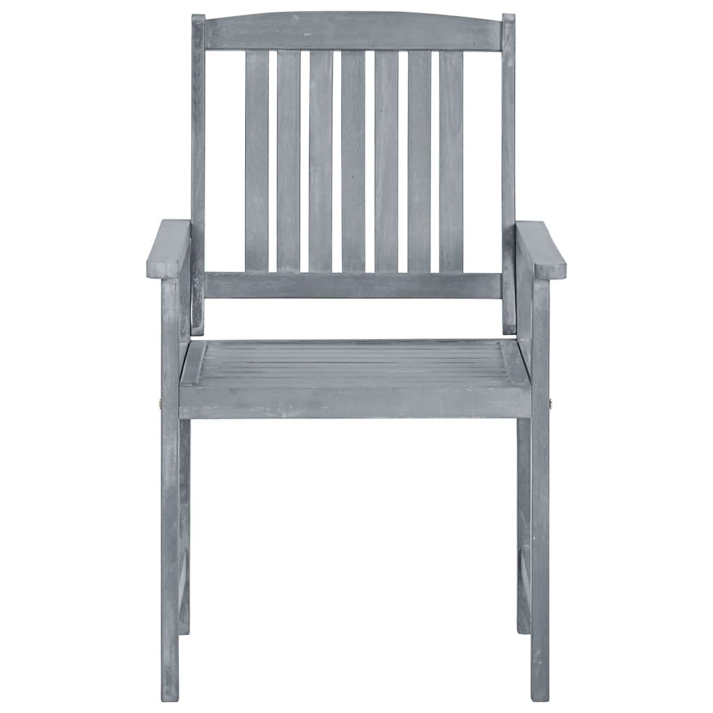 Patio Chairs 8 pcs Solid Acacia Wood Gray
