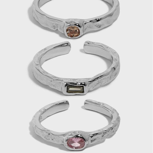 Geometry CZ Minimalism 925 Sterling Silver Adjustable Ring