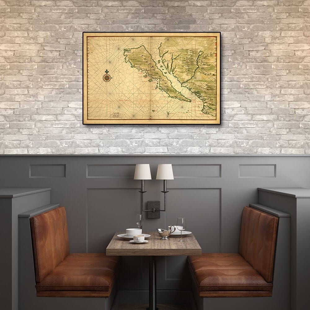 16" X 24" California As An Island C1650 Vintage Map Wall Art
