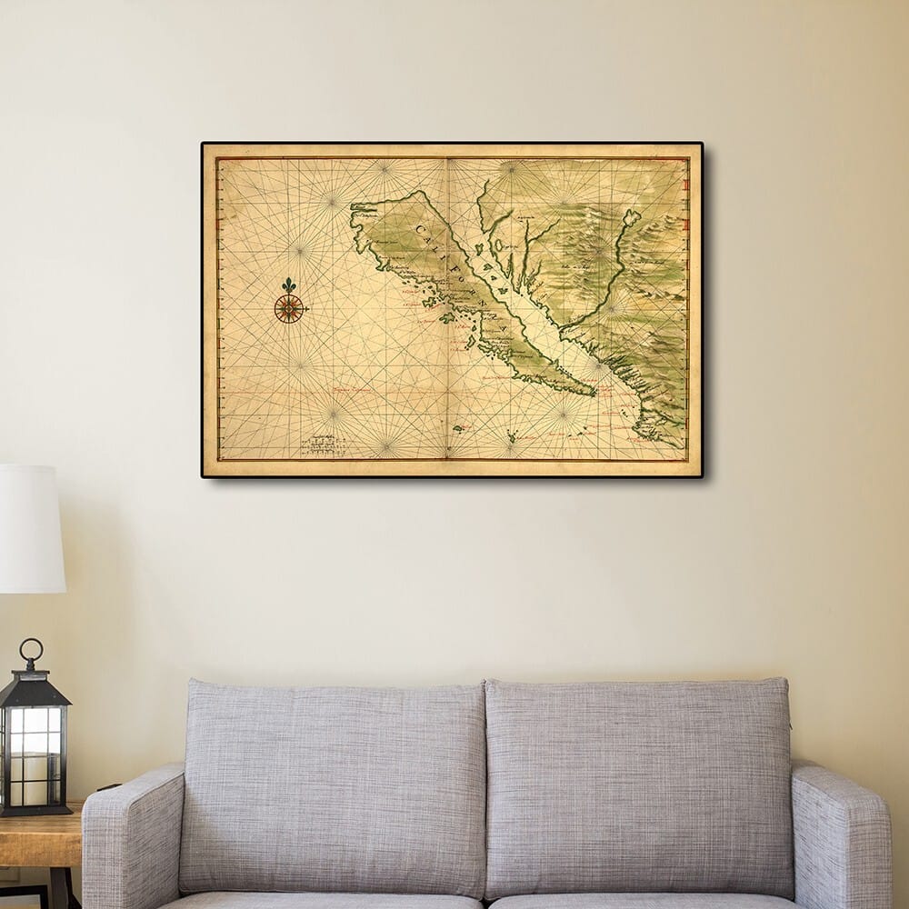 16" X 24" California As An Island C1650 Vintage Map Wall Art