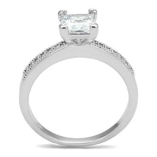 3W1209 - Rhodium Brass Ring with AAA Grade CZ in Clear