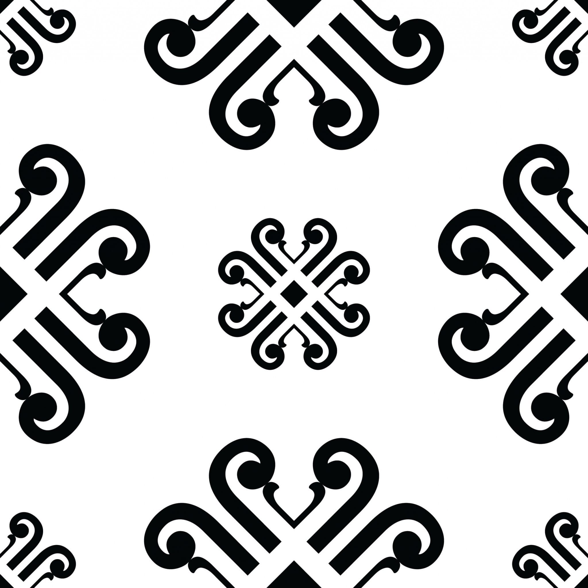 8" X 8" Black and White Daisy Peel and Stick Removable Tiles