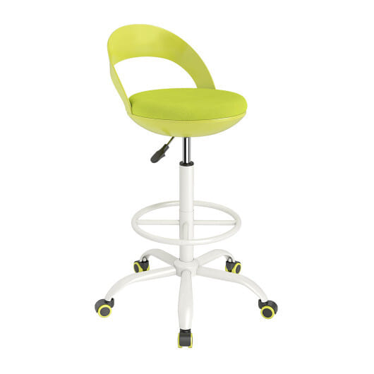 Drafting Stool Rolling Tall Desk Chair with Wheels-Green - Color: Green