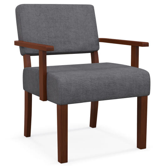 Linen Accent Chair Living Room Chair with Soft Padded Seat and Backrest-Blue