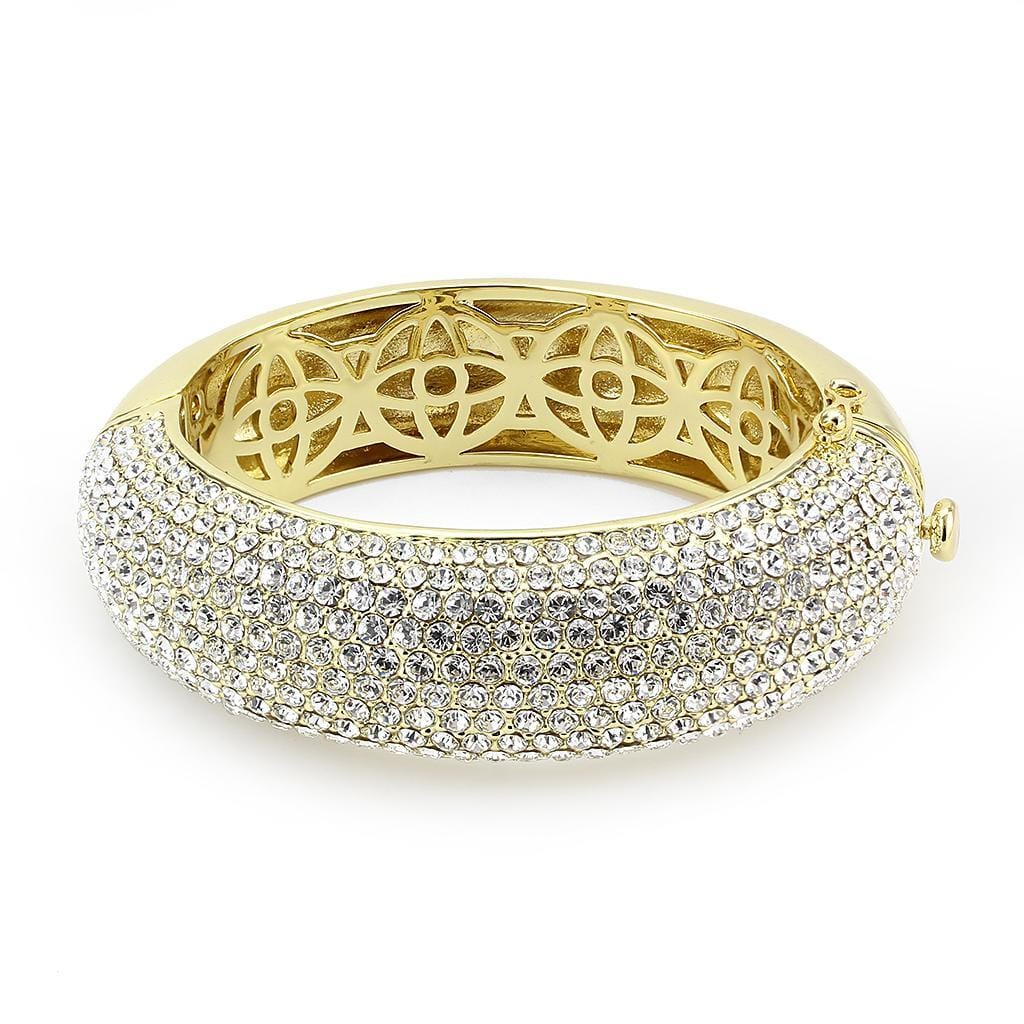 LO4301 - Flash Gold Brass Bangle with Top Grade Crystal in Clear