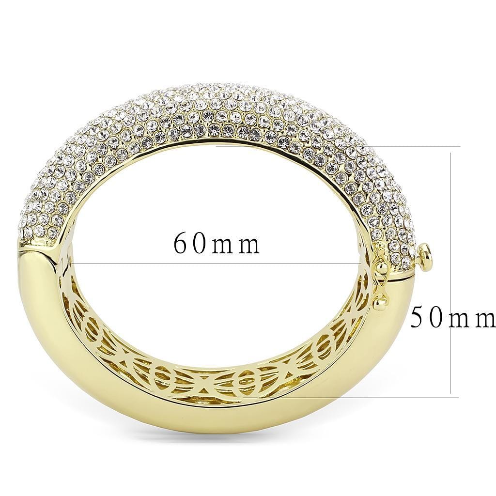 LO4301 - Flash Gold Brass Bangle with Top Grade Crystal in Clear
