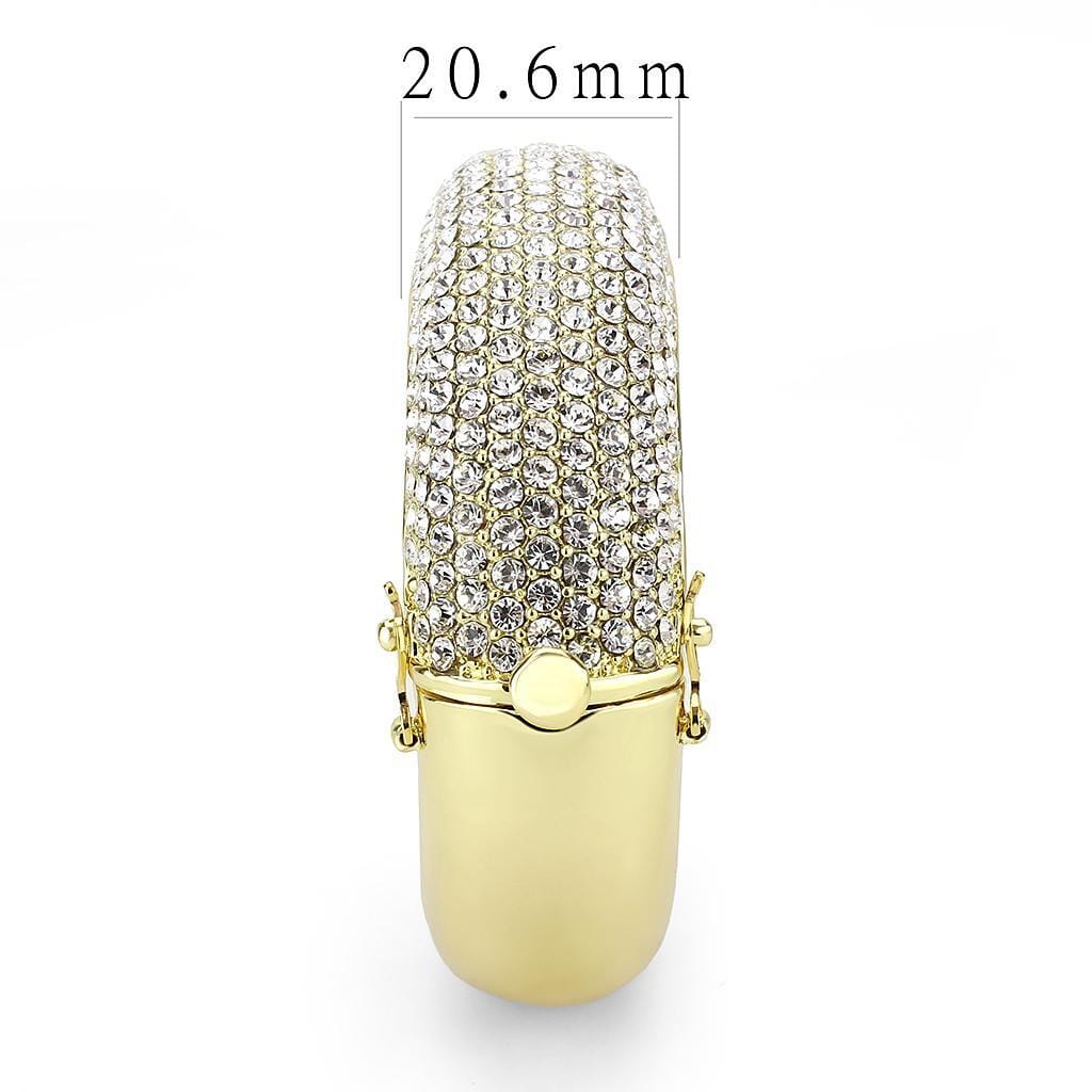 LO4301 - Flash Gold Brass Bangle with Top Grade Crystal in Clear