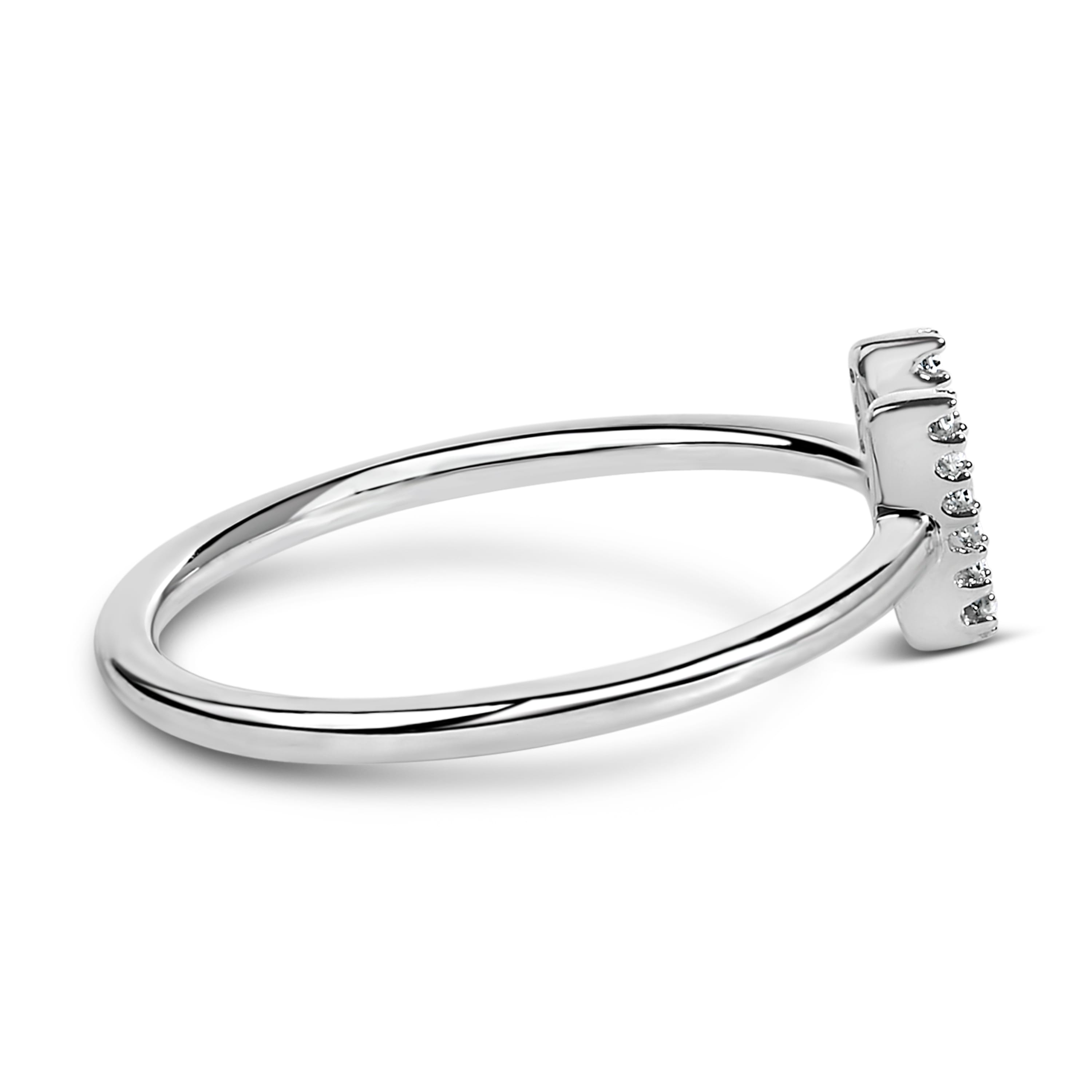 10K White Gold Diamond Accent Initial "U" Ring