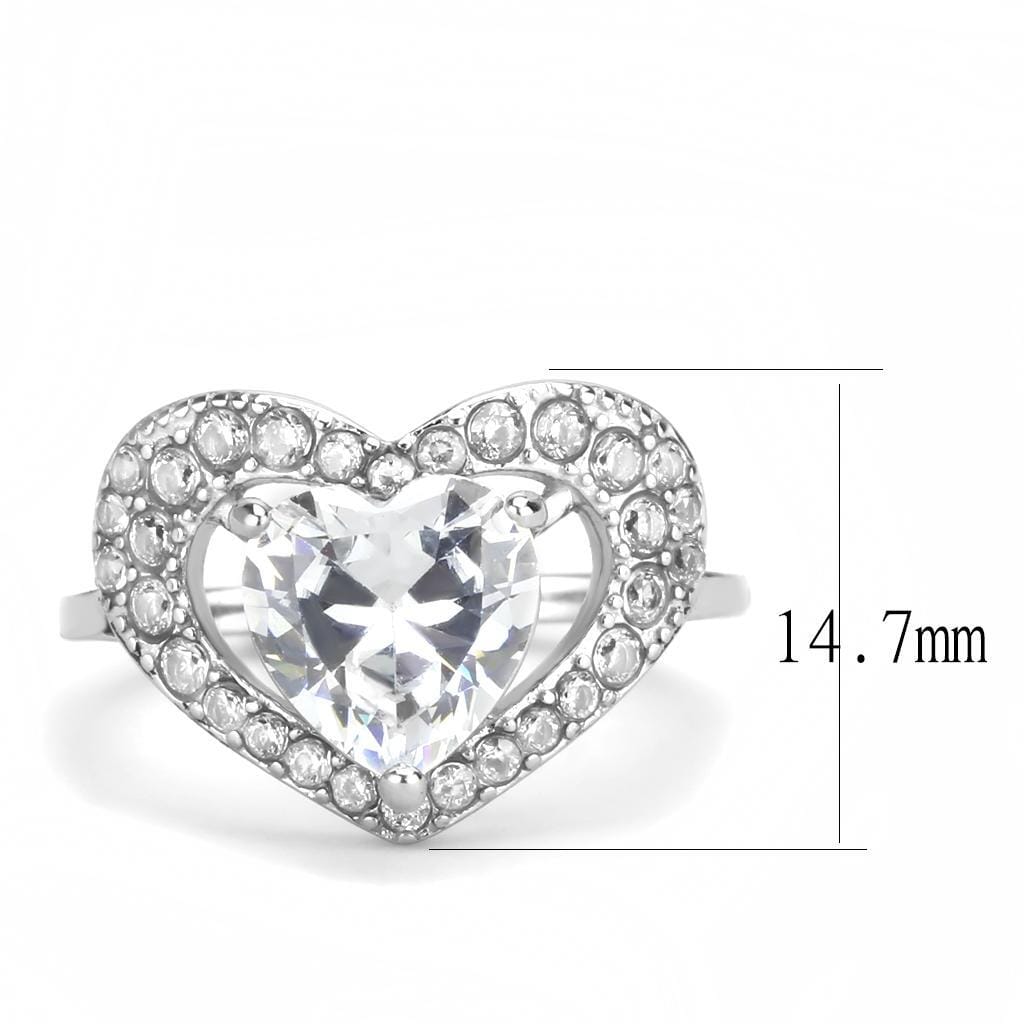 TK3698 - High polished (no plating) Stainless Steel Ring with AAA Grade CZ in Clear