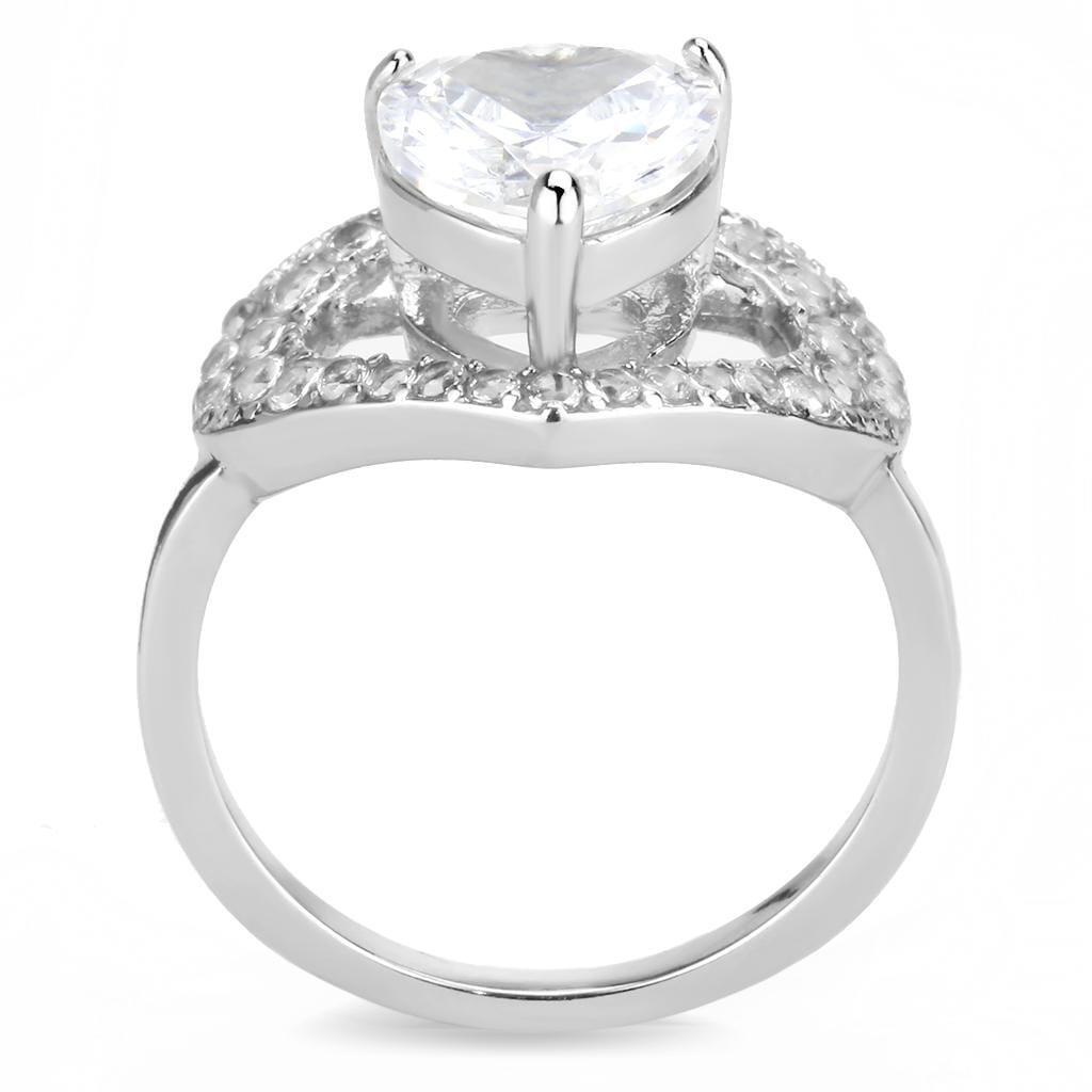 TK3698 - High polished (no plating) Stainless Steel Ring with AAA Grade CZ in Clear