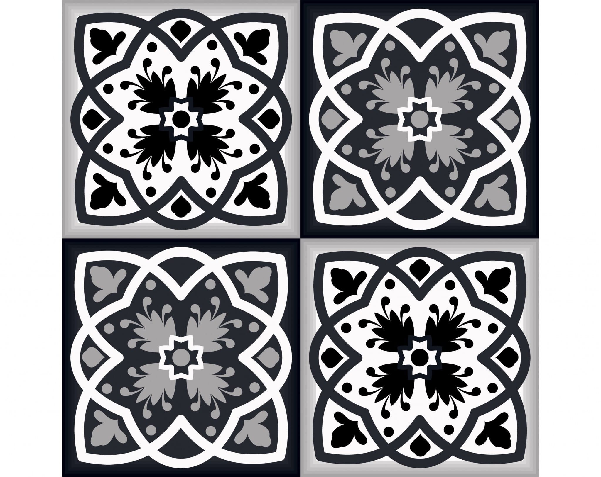 8" X 8" Black White And Gray Baz Peel And Stick Removable Tiles
