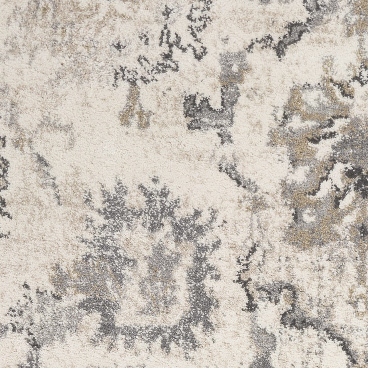 9' X 13' Ivory Machine Woven Distressed Floral Traditional Indoor Area Rug