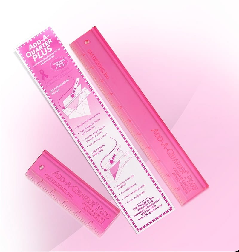 CM Designs Add-A-Quarter Ruler Set 2/Pkg-6  & 12  One Each - Pink (Pack of 1)