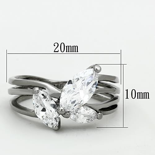 TK1445 - High polished (no plating) Stainless Steel Ring with AAA Grade CZ in Clear