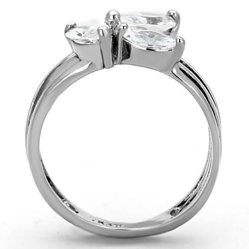TK1445 - High polished (no plating) Stainless Steel Ring with AAA Grade CZ in Clear