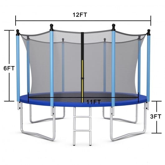 Outdoor Trampoline with Safety Closure Net-12 ft - Color: Blue - Size: 12 ft