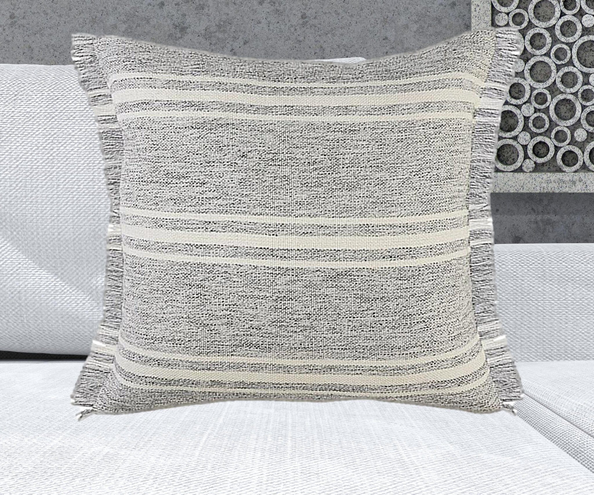 24" X 24" Gray Zippered Geometric Indoor Outdoor Throw Pillow