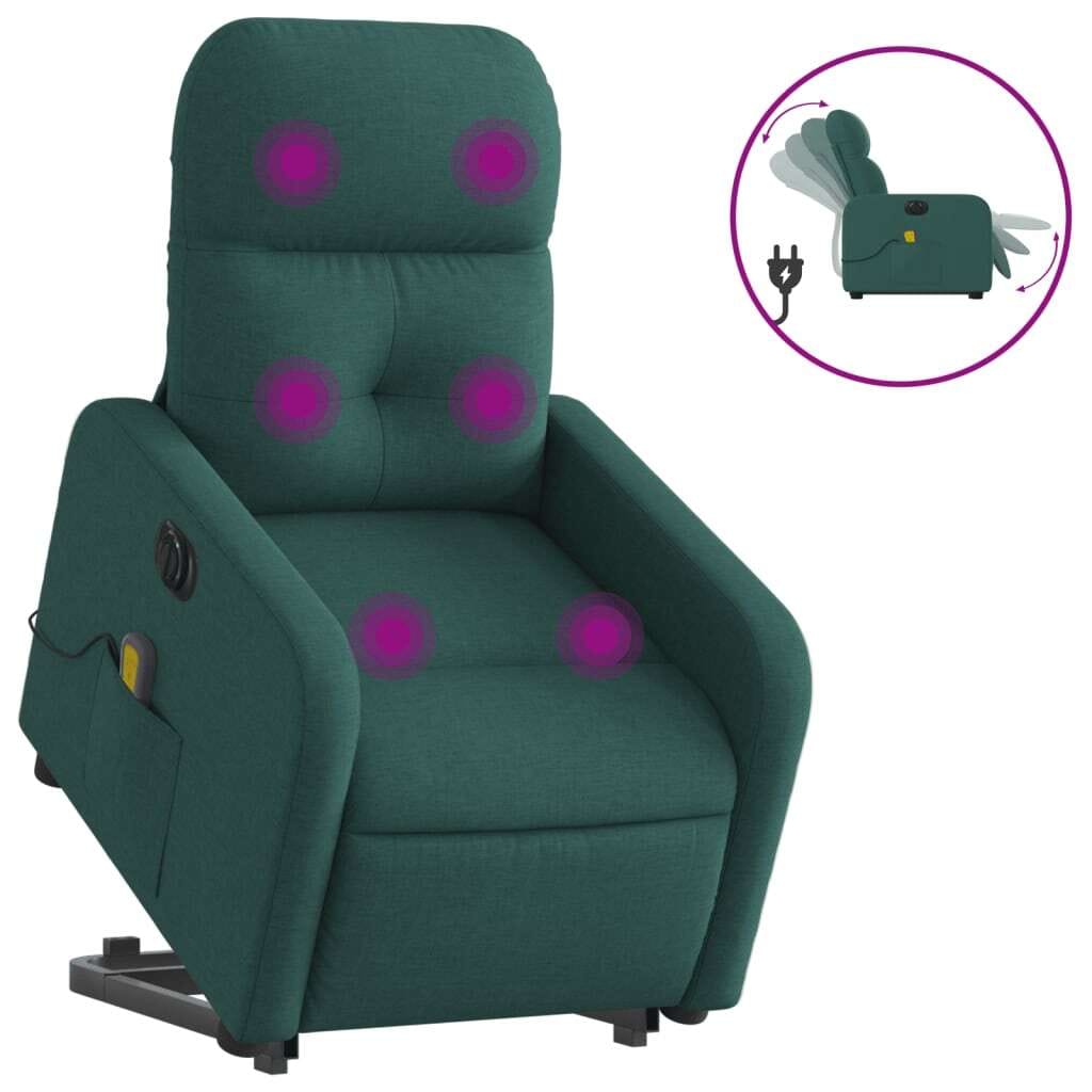Electric Stand up Massage Recliner Chair Dark Green Fabric