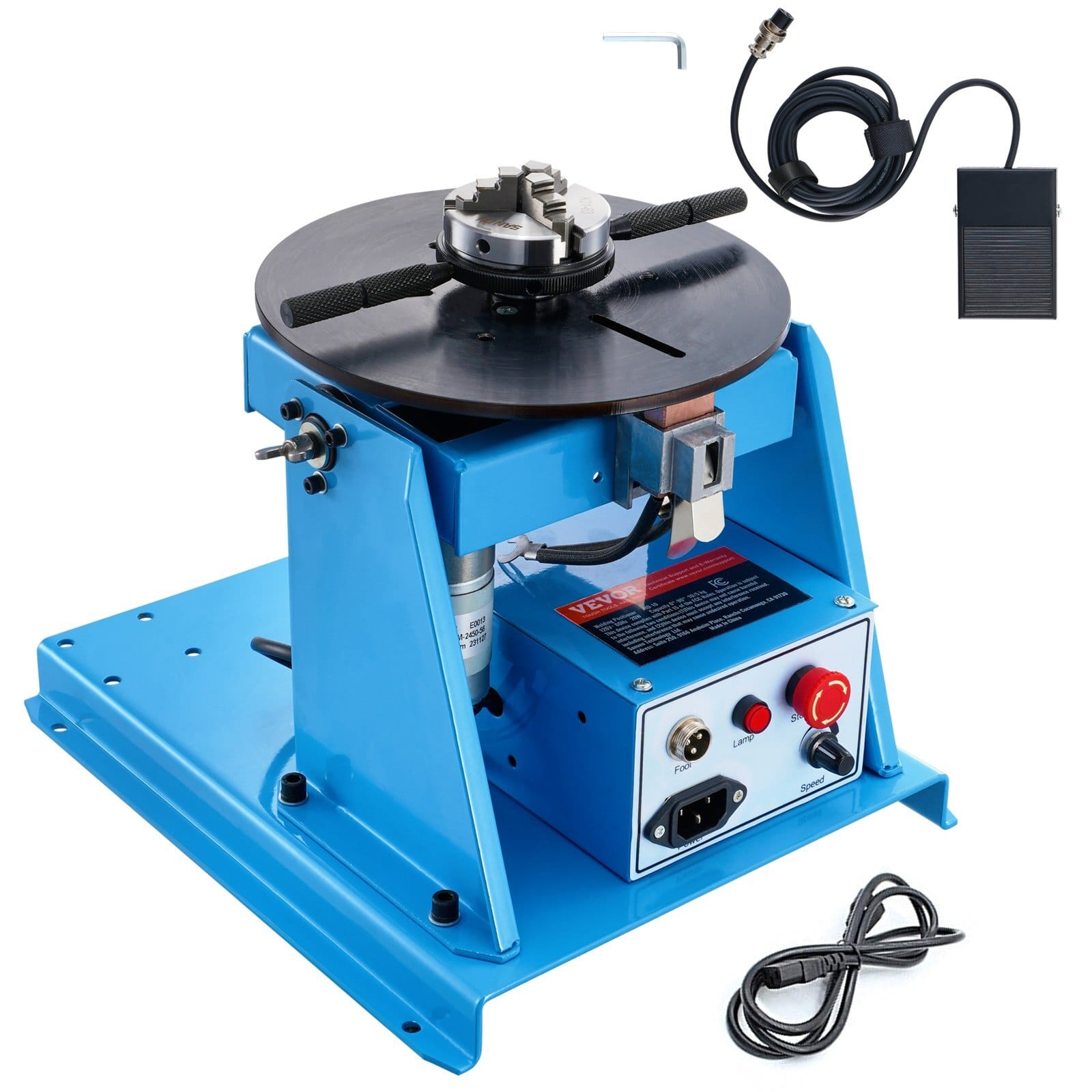 Rotary Welding Positioner 10KG, 0-90?° Welding Positioning Turntable Table with 8.1 Inch 3-Jaw Lathe Chuck, 1-12 RPM 20W Portable Welder Positioning Machine for Cutting Grinding Assembly Testing
