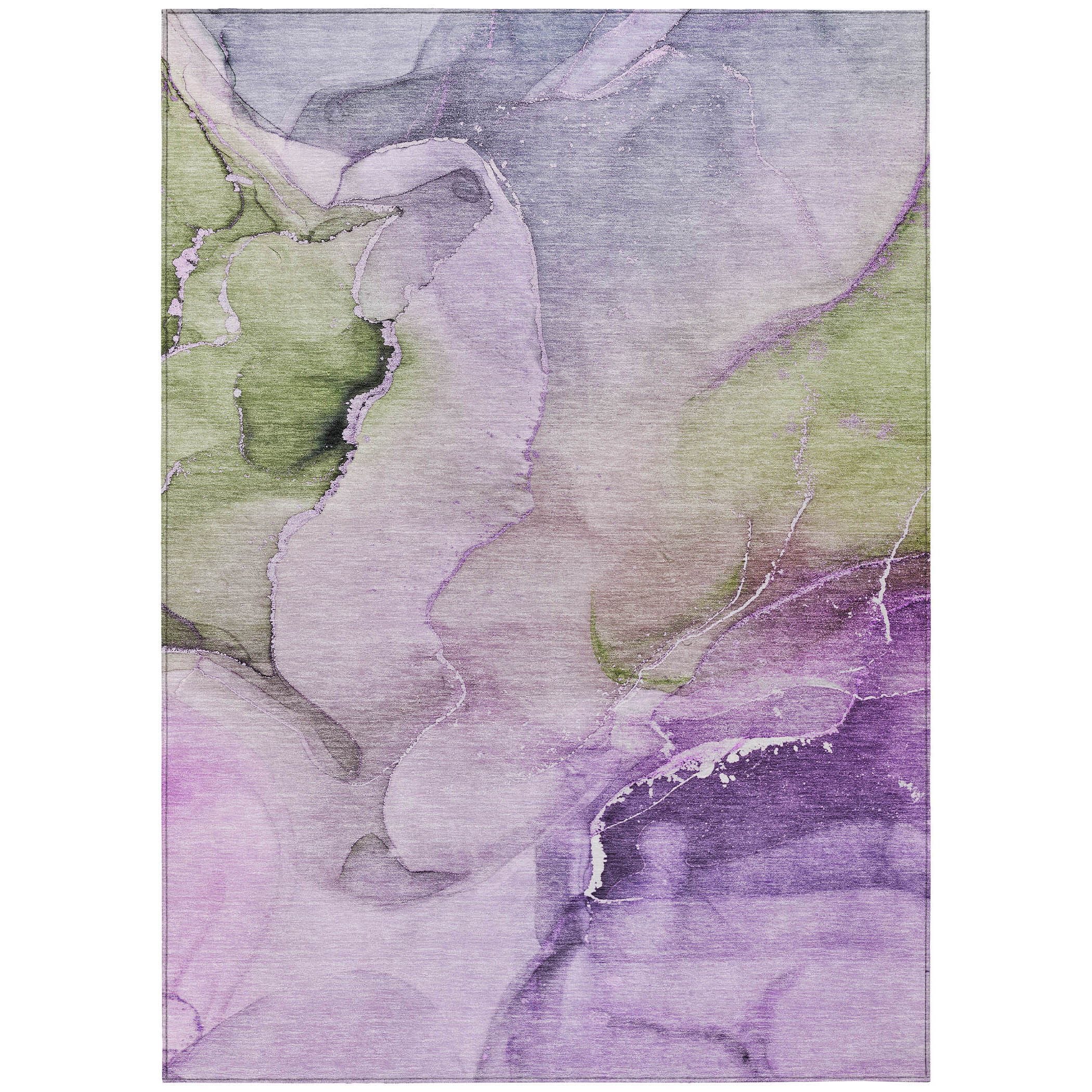10' X 14' Purple Abstract Washable Non Skid Indoor Outdoor Area Rug