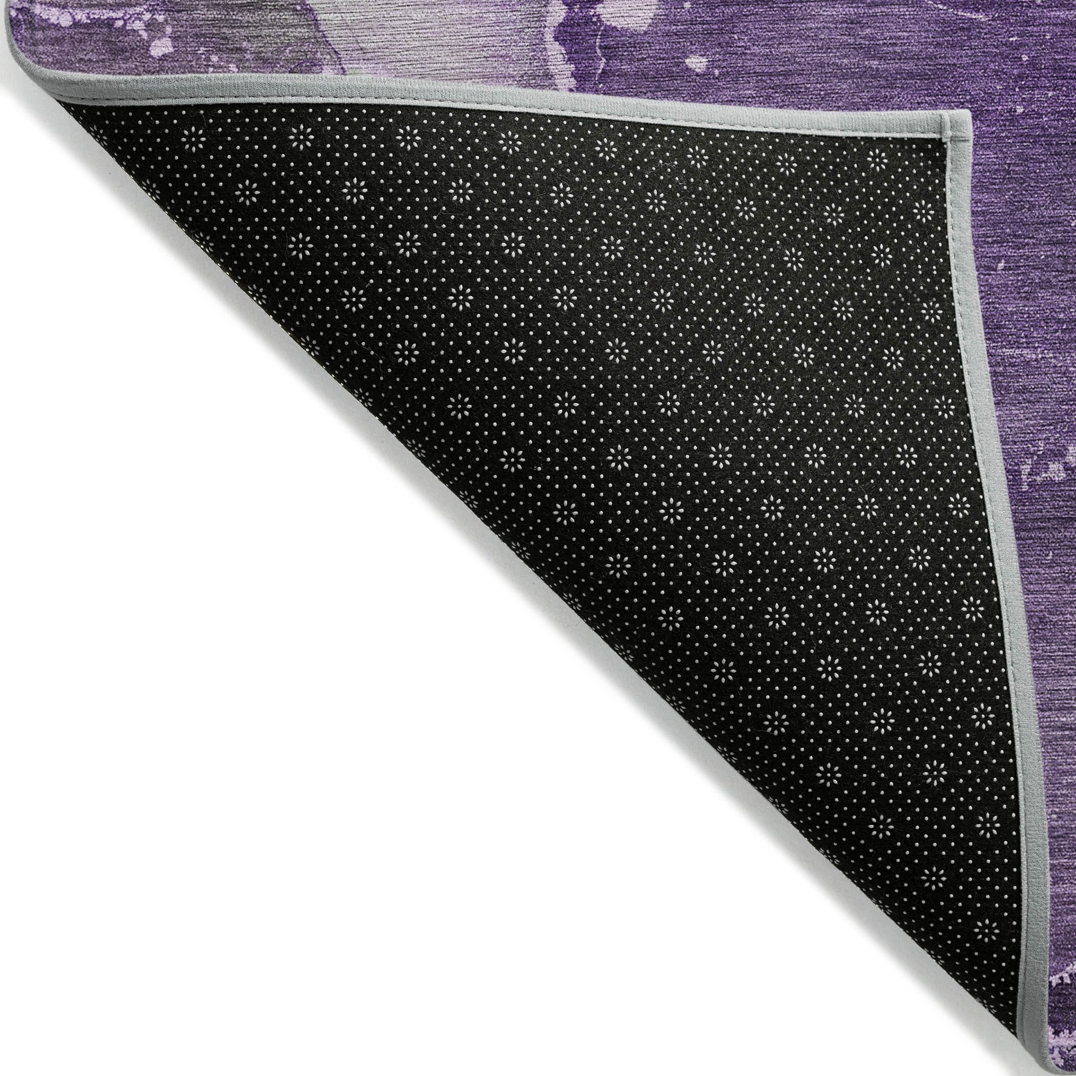 10' X 14' Purple Abstract Washable Non Skid Indoor Outdoor Area Rug