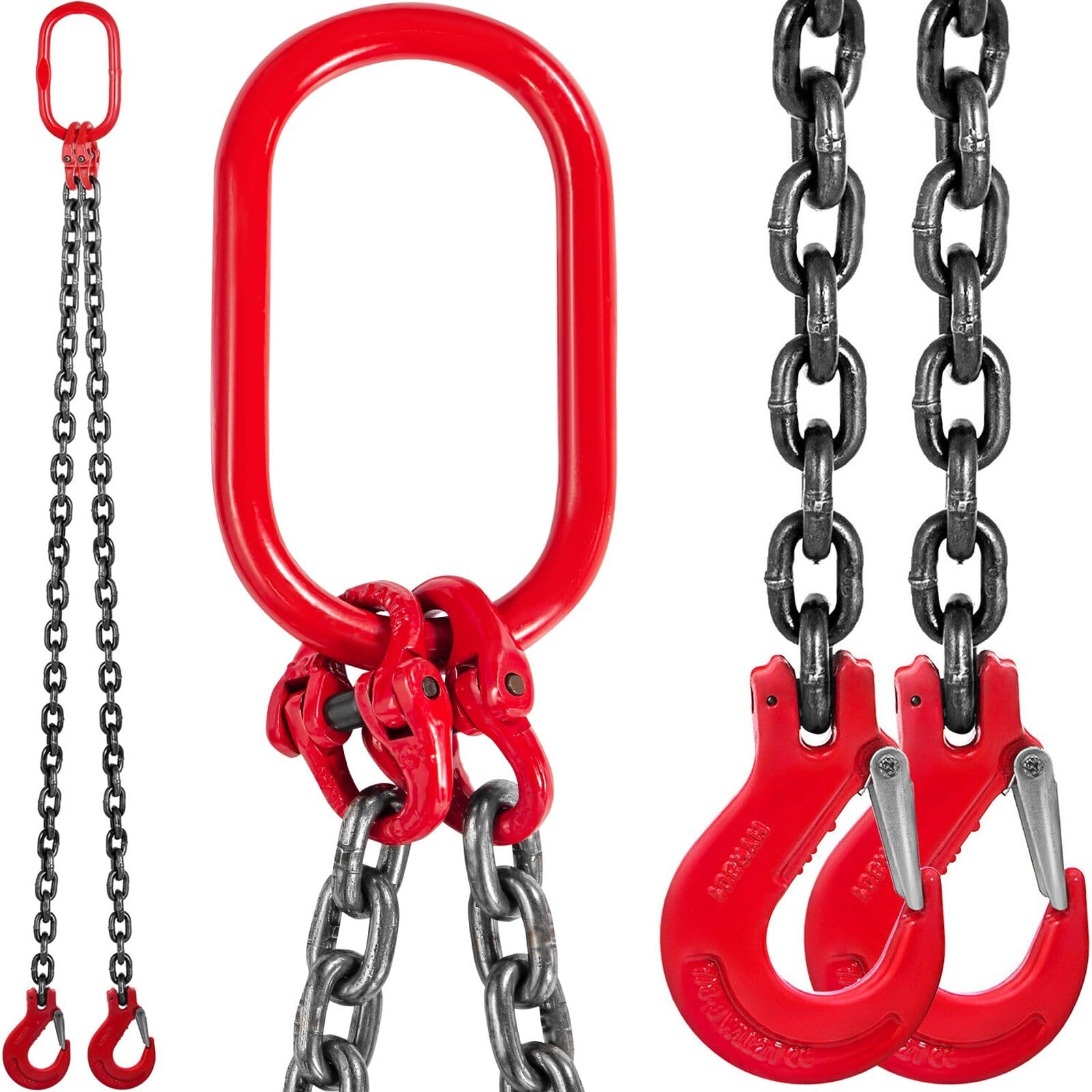 Chain Sling, 3/8 inch x 5 ft Lifting Chains with Hooks, G80 Engine Chain Hoist Lifts, 11000 lbs/5 Ton Capacity Lifting Sling Chains for Engine Hoist, Engine Lift Chain with 2 Leg Grab Hooks