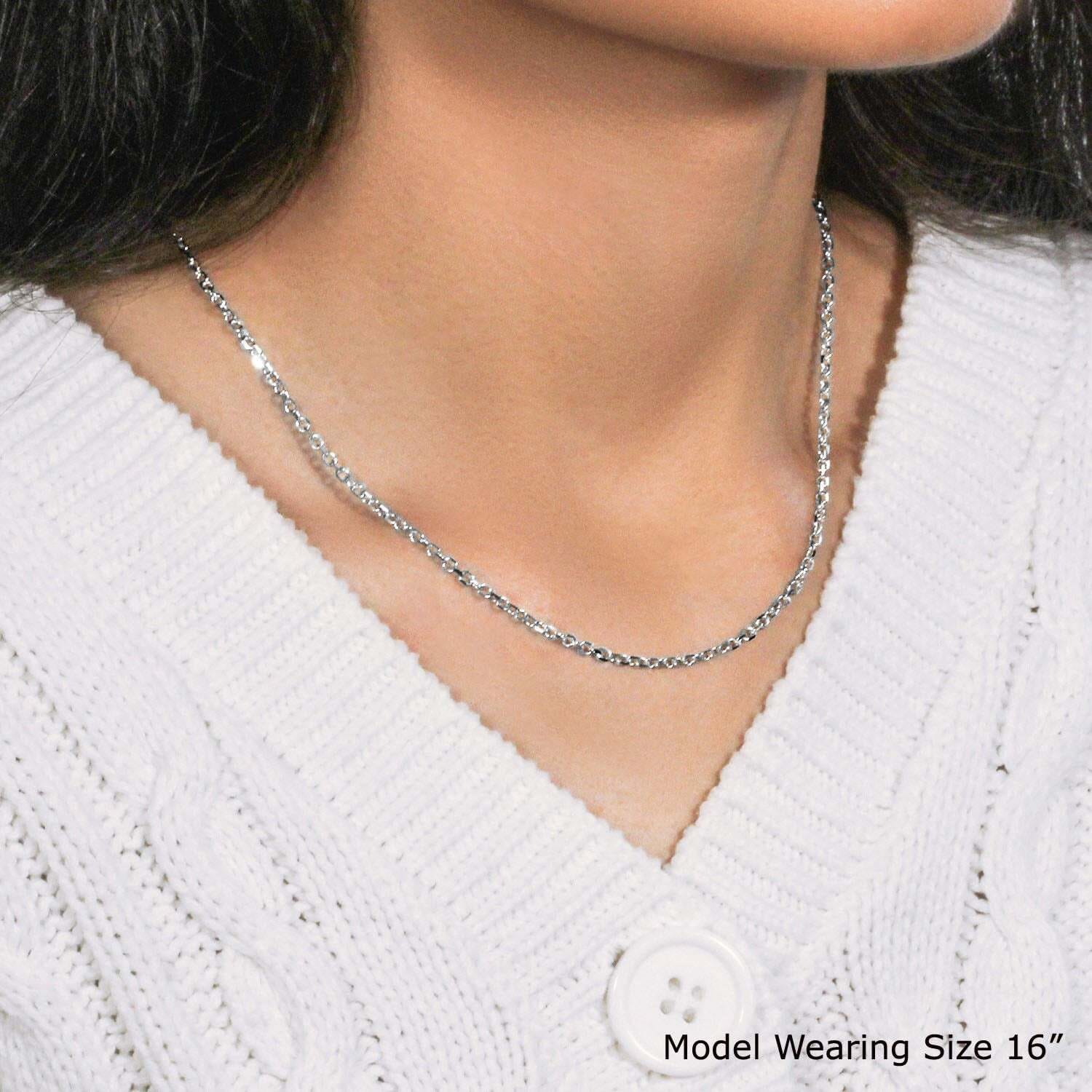 14k White Gold Diamond Cut Cable Link Chain (2.20 mm)