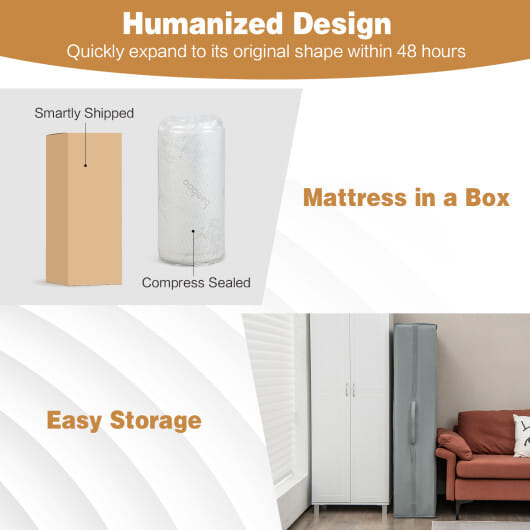 4 Inch Tri-fold Cooling Gel Memory Foam Mattress-Queen Size - Color: White - Size: Queen Size