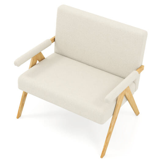 Loveseat Sofa with Armrests and Wooden Legs-Beige - Color: Beige