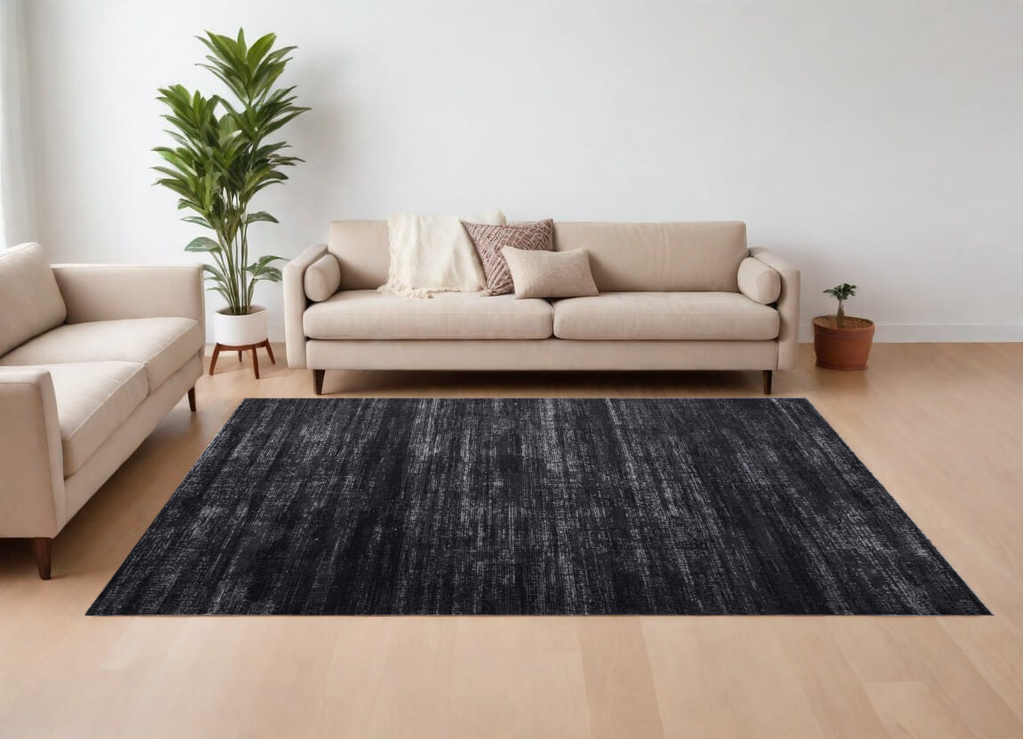 8' X 10' Black and Gray Power Loom Area Rug
