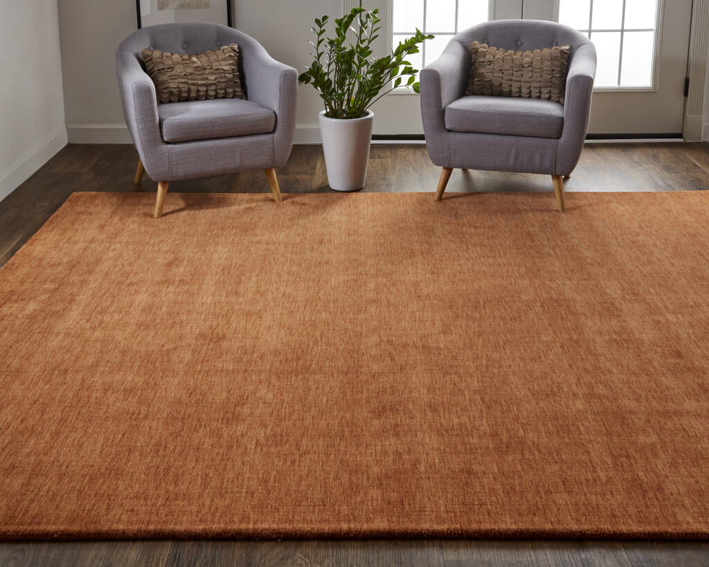 5' X 8' Orange Wool Hand Woven Area Rug