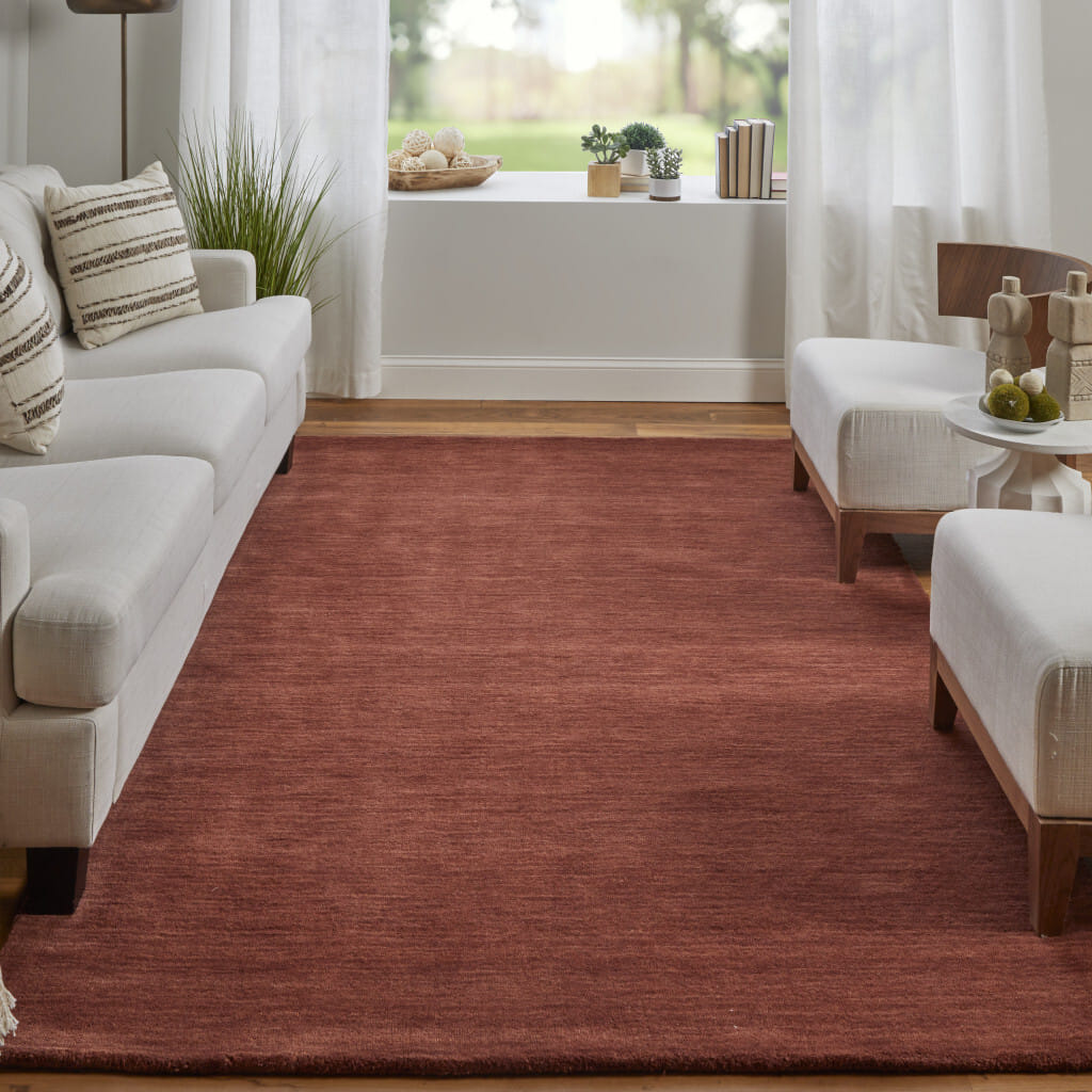 5' X 8' Orange Wool Hand Woven Area Rug