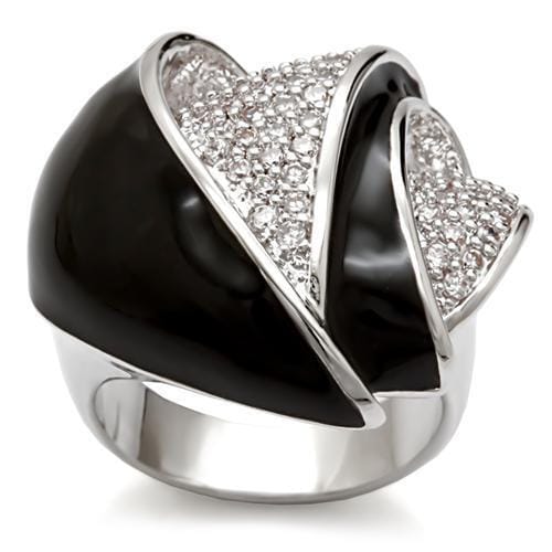 1W105 - Rhodium Brass Ring with AAA Grade CZ in Clear