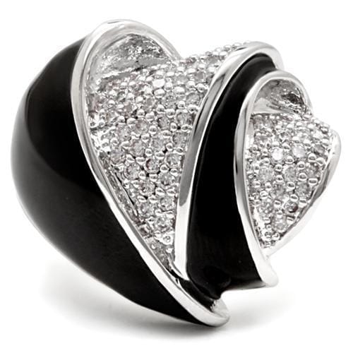 1W105 - Rhodium Brass Ring with AAA Grade CZ in Clear
