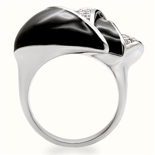 1W105 - Rhodium Brass Ring with AAA Grade CZ in Clear