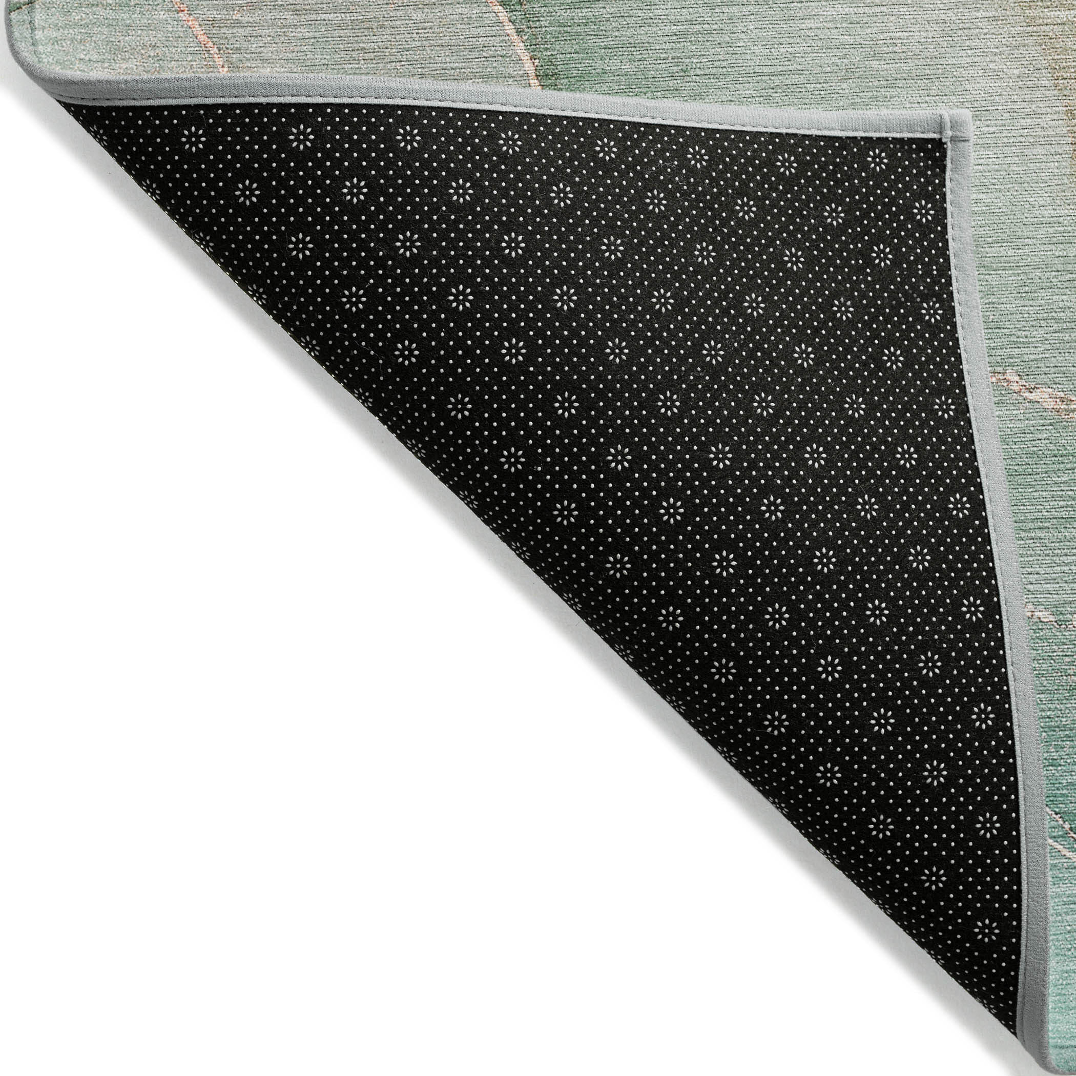5' X 8' Green and Pink Abstract Washable Non Skid Indoor Outdoor Area Rug
